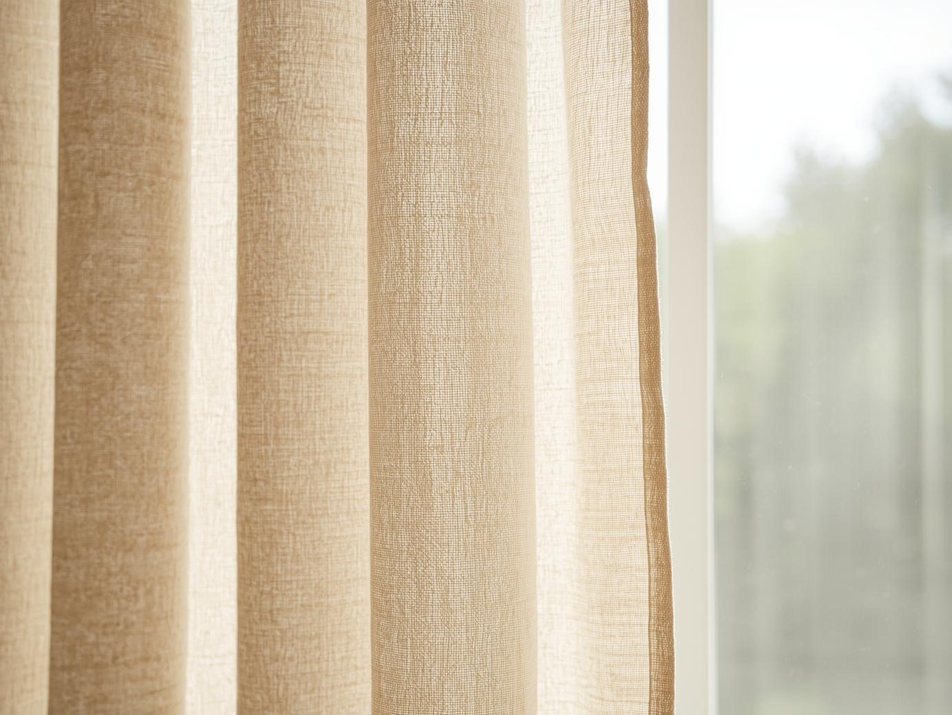 Organic linen curtains in a bright room